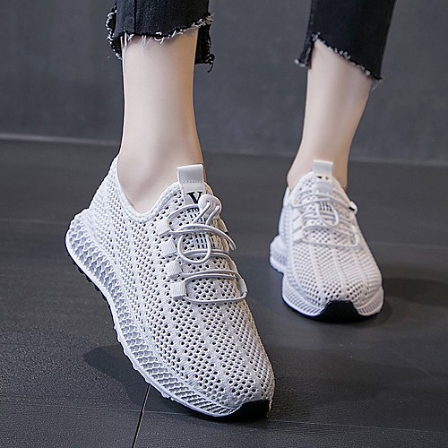 

Women's Heels Flat Heel Round Toe Casual Daily Mesh Solid Colored White Black Pink