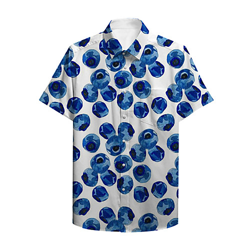 

Men's Shirt Other Prints Polka Dot Button-Down Print Short Sleeve Casual Tops Casual Hawaiian Blue