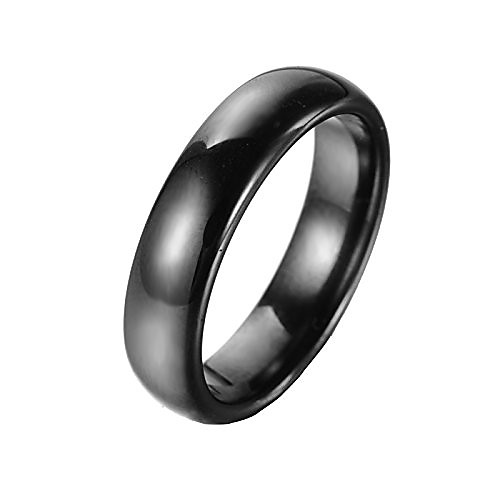 

Men's Ceramic Dome High Polish Plain Black Ring Size S