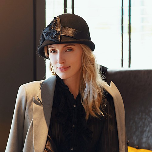 

Headwear Casual / Daily 100% Wool Hats with Solid / Satin Bowknot 1pc Casual / Daily Wear Headpiece