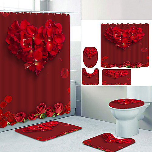 

Bathroom Shower Curtain & Mat Set Modern Polyester New Design