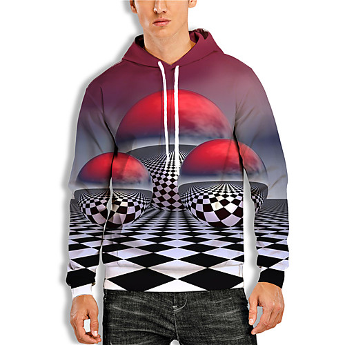 

Men's Pullover Hoodie Sweatshirt Geometric 3D Print Daily Holiday 3D Print 3D Print Hoodies Sweatshirts Red