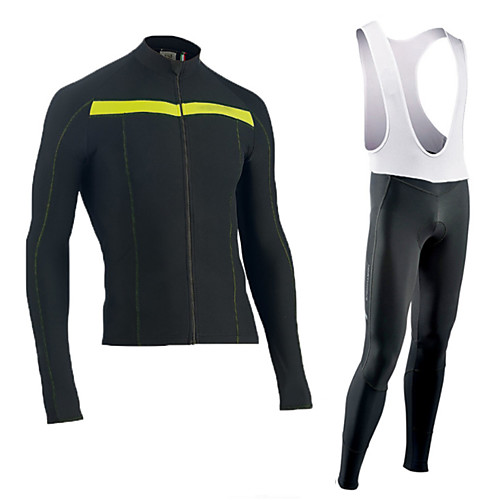 

Men's Long Sleeve Cycling Jersey with Bib Tights Cycling Jersey with Tights Winter Elastane Black Bike Sports Clothing Apparel