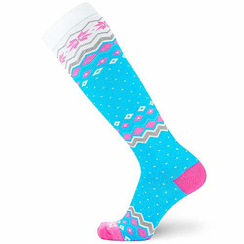 

Midweight Ski Socks – Warm Skiing Sock, Snowboard Socks – Merino Wool (1 Pair - Aqua/Pink, Large)
