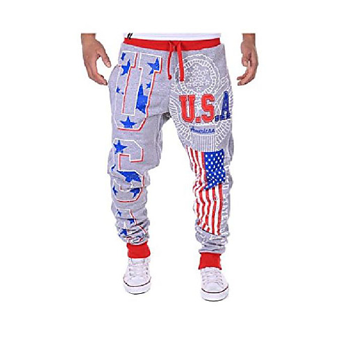 

men's casual american flag pattern sport jogger pants