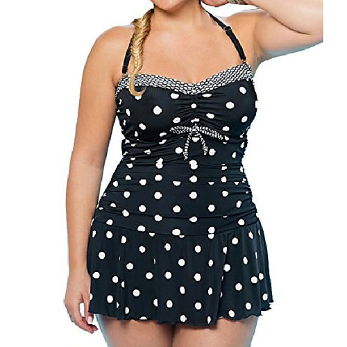

ladies retro polka dot halter neck swim dress plus size tankini sets swim suit