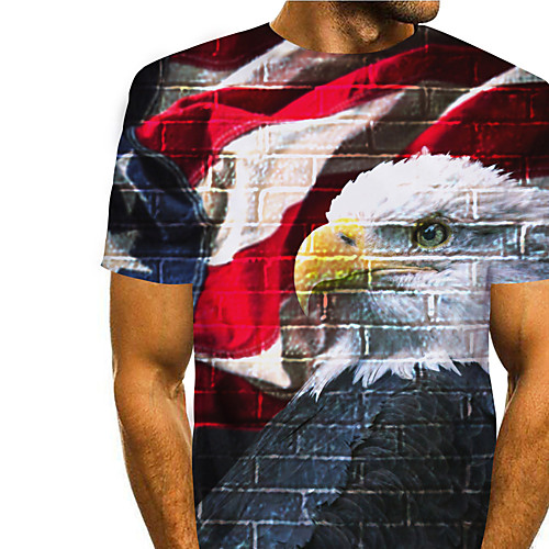 

Men's T shirt 3D Print Graphic Eagle Animal Print Short Sleeve Daily Tops Basic Casual Blue