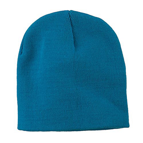 

8 Inch Knitted Short Beanie - Aqua OSFM
