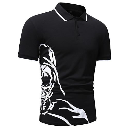 

Men's Polo Graphic Short Sleeve Daily Tops Cotton Black