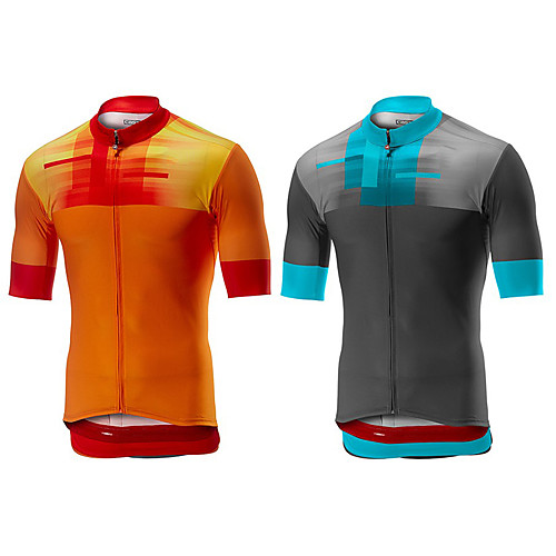 

Men's Short Sleeve Cycling Jersey Dark Gray Orange Bike Top Mountain Bike MTB Road Bike Cycling Breathable Sports Clothing Apparel / Stretchy / Athletic