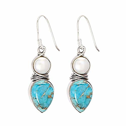 

Women's Earrings Exquisite Faux Turquoise Pearl Hook Earrings Party Jewelry Birthday Gift