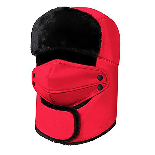 

Mens Womens Outdoor Fur Aviator Ski Hat Winter Anti Cold Ski Snow Snowboard Trapper Hat Super Warm Caps Thick Warm Neck Ear Face Wrap Warmer Red