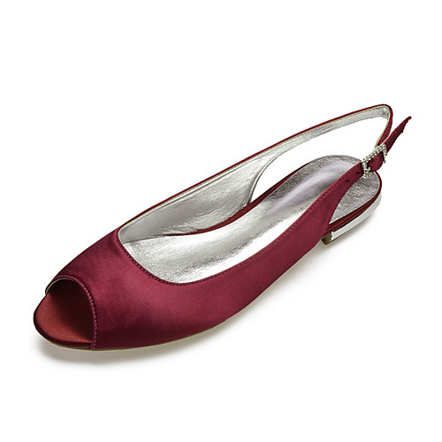 

Women's Wedding Shoes Flat Heel Peep Toe Wedding Flats Classic Sweet Wedding Party & Evening Satin Solid Colored White Black Purple