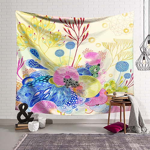 

Wall Tapestry Art Decor Blanket Curtain Hanging Home Bedroom Living Room Decoration Polyester Retro Tropical Leaves Colorful Lotus