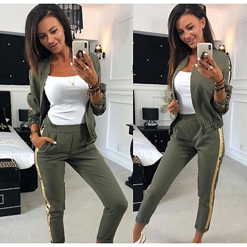 

Women's 2 Piece Full Zip Tracksuit Sweatsuit Athletic Athleisure 2pcs Winter Long Sleeve Thermal Warm Moisture Wicking Breathable Fitness Gym Workout Running Jogging Exercise Sportswear Normal Jacket