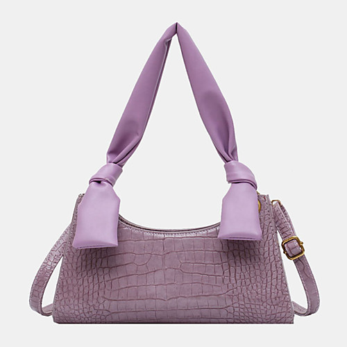 

women solid crocodile pattern shoulder bag handbag