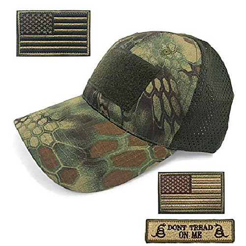 

Outdoor Sport Hat Adjustable Strap Flex Air Mesh Tactical Cap Include 3 Pieces Tactical Military Patches (Color I)
