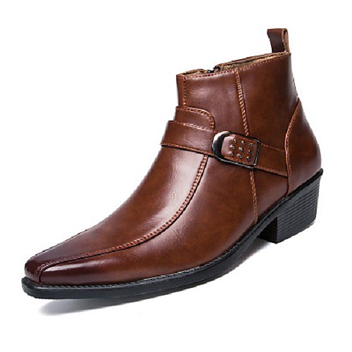 

Men's Oxfords Business Vintage Daily Walking Shoes Faux Leather Height-increasing Booties / Ankle Boots Black Brown Fall Winter