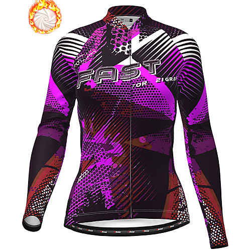 

21Grams Women's Long Sleeve Cycling Jacket Winter Fleece Purple Bike Jacket Top Mountain Bike MTB Road Bike Cycling Thermal Warm Fleece Lining Breathable Sports Clothing Apparel / Stretchy