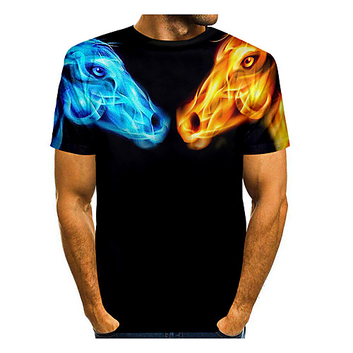 

Men's T shirt 3D Print 3D Horse Animal 3D Print Short Sleeve Daily Tops Casual Black