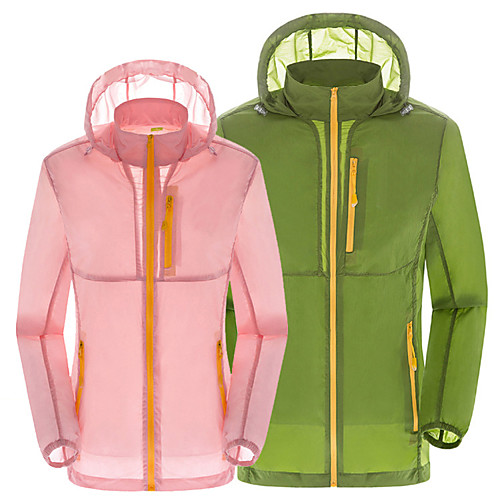 

Women's Rain Jacket Hiking Skin Jacket Hiking Windbreaker Long Sleeve Outerwear Jacket Top Outdoor Packable Lightweight UV Sun Protection Breathable Autumn / Fall Spring Solid Color Female / Men's