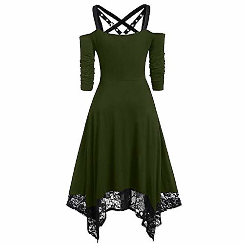 

women dresses promotion sale clearance ladies punk plus size open shoulder lace spaghetti strap long sleeve gothic dress plus size dress party elegant dress vintage dress uk size s - xxxxl