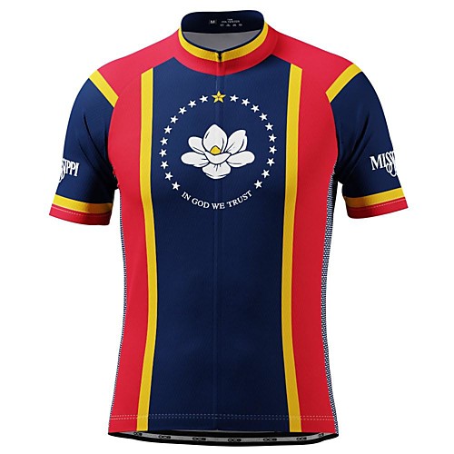 

21Grams Men's Short Sleeve Cycling Jersey Dark Navy Bike Top Mountain Bike MTB Road Bike Cycling Breathable Sports Clothing Apparel / Stretchy / Athletic