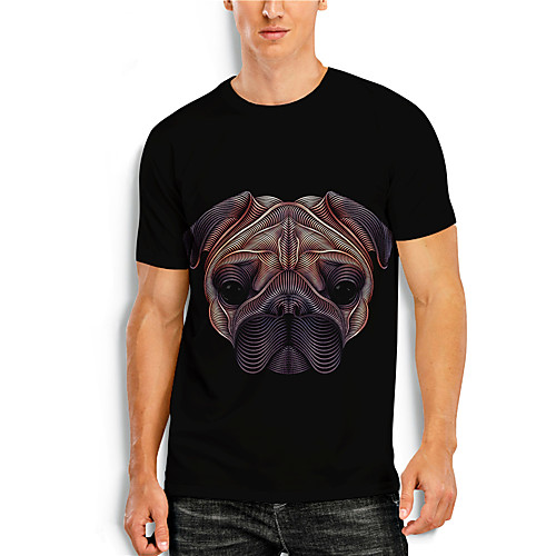 

Men's T shirt 3D Print Graphic 3D Animal Print Short Sleeve Casual Tops Simple Classic Black