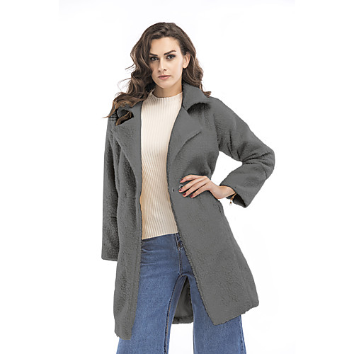 

Women's Solid Colored Fall & Winter Sweater Coat Long Going out Long Sleeve Polyster Coat Tops White