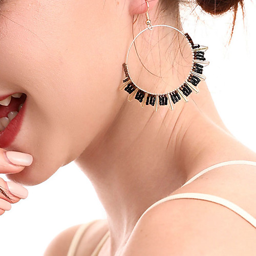 

Women's Hoop Earrings Geometrical Happy Stylish Simple Earrings Jewelry Black / Red / Pink For Daily Prom