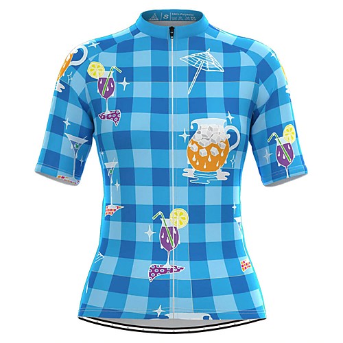 

Women's Short Sleeve Cycling Jersey Blue Plaid Checkered Bike Top Mountain Bike MTB Road Bike Cycling Breathable Quick Dry Sports Clothing Apparel / Stretchy / Athleisure