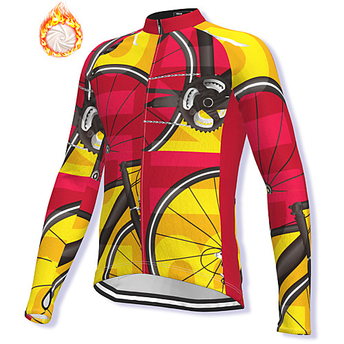 

21Grams Men's Long Sleeve Cycling Jacket Winter Fleece Spandex Red / Yellow Bike Jacket Mountain Bike MTB Road Bike Cycling Fleece Lining Warm Sports Clothing Apparel / Stretchy / Athleisure
