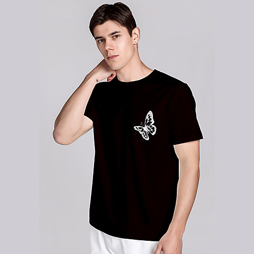 

Men's T shirt 3D Print Butterfly Graphic Prints Animal 3D Print Short Sleeve Daily Tops Casual Beach Black