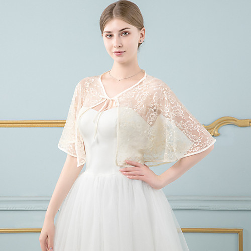 

Sleeveless Shawls / Bridal Chiffon Wedding / Party / Evening Shawl & Wrap / Women's Wrap With Lace / Pattern