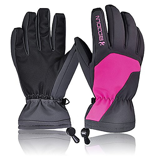 

Full Finger Winter Warm Gloves Waterproof Paded Gloves for Riding, Motorcycle, Snowboard, Skating (Color : Rose Red)