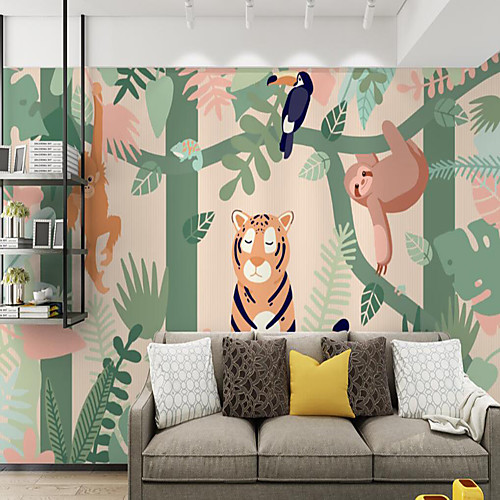 

Cartoon Tree Animal Home Decoration Modern Wall Covering, Vinylal Material Self adhesive Wallpaper Mural Wall Cloth, Room Wallcovering