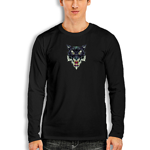 

Men's T shirt 3D Print Graphic Wolf Animal Print Long Sleeve Daily Tops Basic Casual White Black Red