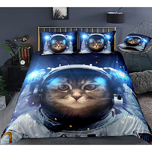 

Cat Print 3-Piece Duvet Cover Set Hotel Bedding Sets Comforter Cover with Soft Lightweight Microfiber, Include 1 Duvet Cover, 2 Pillowcases for Double/Queen/King(1 Pillowcase for Twin/Single)