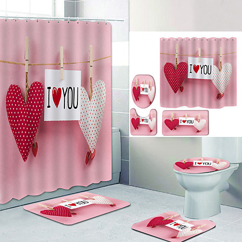 

Bathroom Shower Curtain & Mat Set Modern Polyester New Design