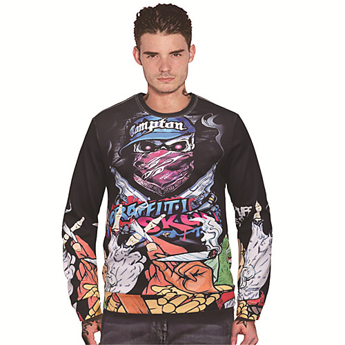 

Men's Pullover Sweatshirt Graphic Prints Devil Print Sports & Outdoor Daily 3D Print Casual Hoodies Sweatshirts Black
