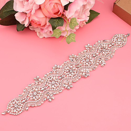 

Satin / Tulle Wedding / Party / Evening Sash With Belt / Appliques / Crystals / Rhinestones Women's Sashes