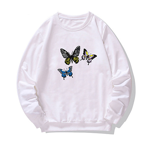 

Men's Pullover Sweatshirt Butterfly Print Daily Weekend Other Prints Casual Hoodies Sweatshirts White Black Purple