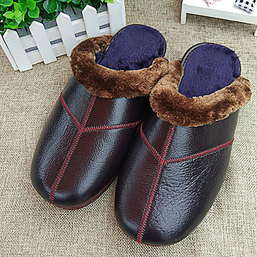 

warm faux fur lining slip on warm home slippers casual indoor shoes