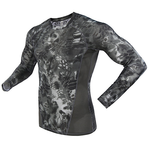

Men's Hiking Tee shirt Military Tactical Shirt Long Sleeve Sweatshirt Top Outdoor Lightweight Breathable Quick Dry Sweat wicking Summer Camo / Camouflage Black camouflage Green camouflage pattern