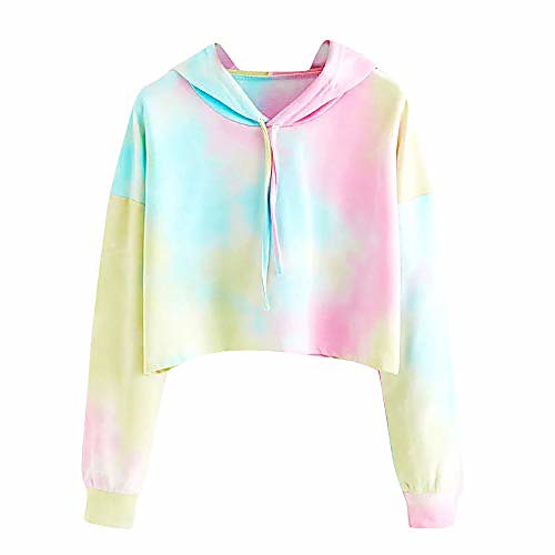 

Women's Tie Dye Long Sleeve Workout Crop Top Sweatshirt Hoodies for Women Teen Girls Sky Blue