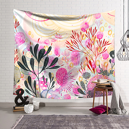 

Wall Tapestry Art Decor Blanket Curtain Hanging Home Bedroom Living Room Decoration Polyester Retro Tropical Leaves Colorful Lotus