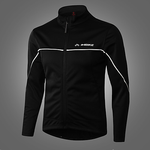 

INBIKE Men's Cycling Jacket Winter Fleece Bike Jacket Top Thermal Warm Windproof Breathable Sports Solid Color Black Mountain Bike MTB Road Bike Cycling Clothing Apparel Bike Wear / Micro-elastic