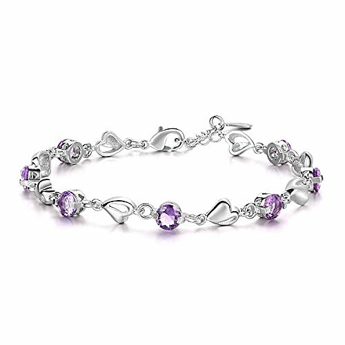 

sterling silver zirconia love and protection bracelet for women gift friendship gifts,sister gift jewelry (purple)