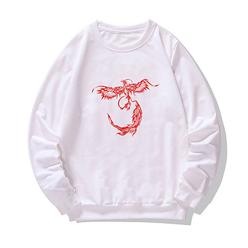 

Men's Pullover Sweatshirt Bird Print Daily Weekend Other Prints Casual Hoodies Sweatshirts White Black Purple