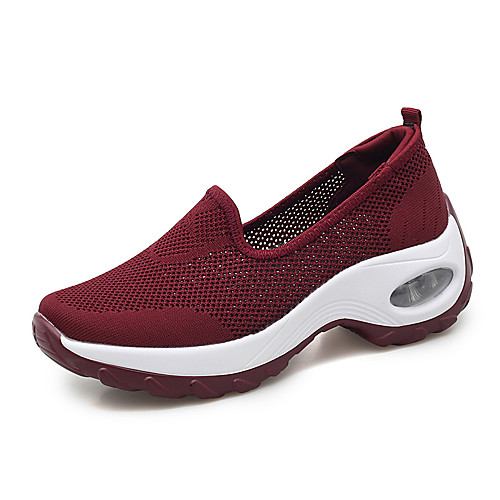 

Women's Loafers & Slip-Ons Wedge Heel Round Toe Casual Daily Mesh Solid Colored Black Red Blue